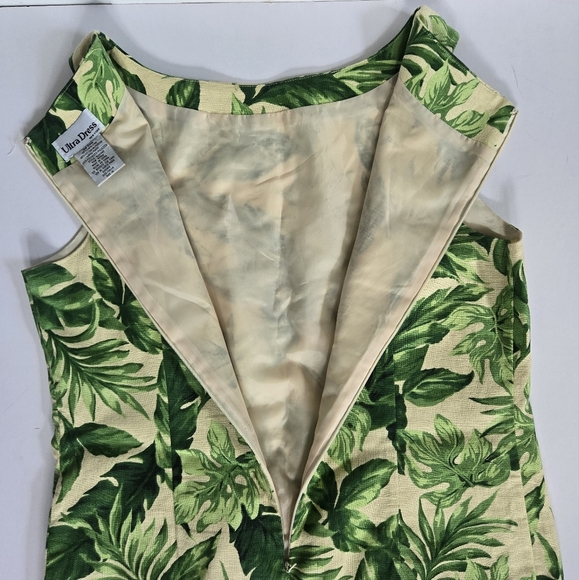 Ultra Dress tropical print beading linen shift dress mini size 14 - Picture 9 of 9